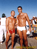 Gay boys from Copacabana went directly from the beach to the parade wearing only a swimming suit.