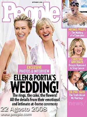 EUA: Revista People faz capa com casamento de Ellen e Portia